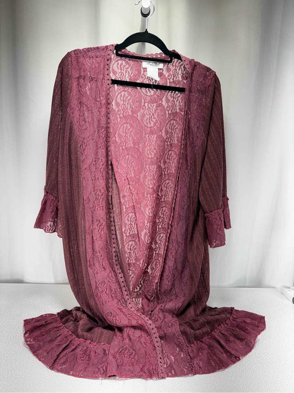 Lace Open-Front Tunic Kimono in Dusty Rose 4690